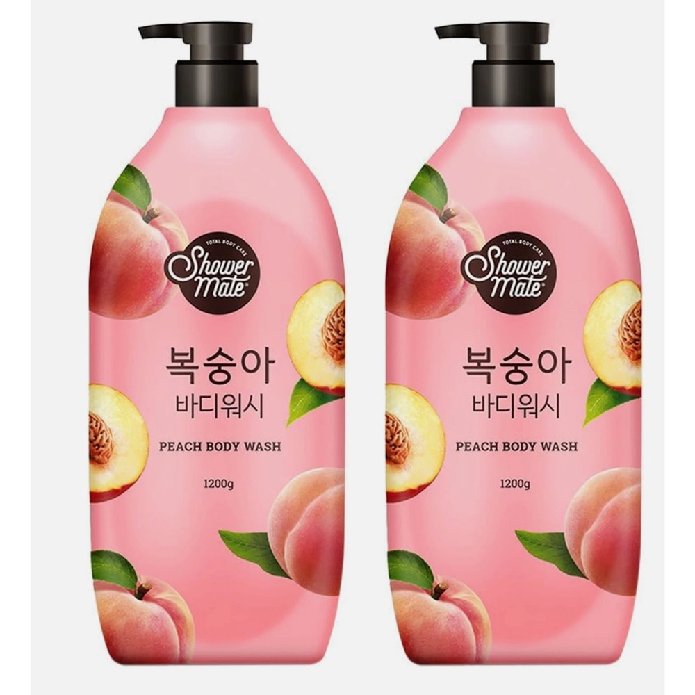 ( PACK OF 2) Shower Mate Peach Body Wash - Pink 40.57 Fl Oz Korean Body Wash
